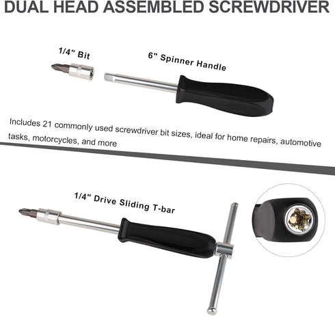 46PCS Set, 1/4 Inch Set Set Beaiguna Small Drive Socket Ratchet Wrench Screwdriver Metric Socket and Ratchet Wrench