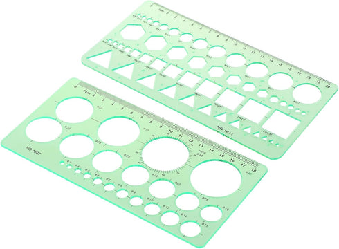Circle Template & Geometric Drawings Templates Scale Drafting Stencils for Artist Design Drawing Aids 2 PACK