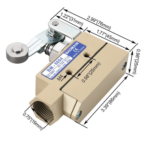 Baomain TZ-6 Roller Plunger Sealed Limit Switch BM-6004 (TZ-6004) SPDT AC 250V 15A IP 65