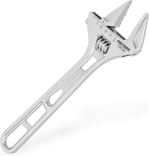 FIRSTINFO F36108 Adjustable Wrench | 8" Hookable Deep Throat | 1-1/4 inch Wide Jaw Opening | Chrome-Vanadium Steel