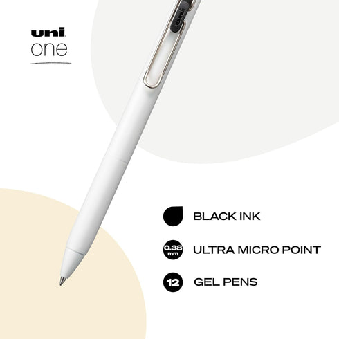 Uniball Gel Pen 12 Pack, 0.38mm Ultra Micro Black Ink, Smooth Writing Office Supplies by Uni-Ball
