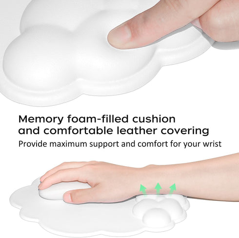 JIKIOU Cloud Mouse Pads, Exquisite Leather with Memory Foam Wrist Support for Computer, Laptop, Gaming Office