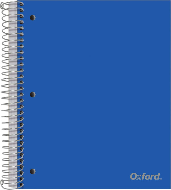 Oxford 5 Subject Notebook, 11 x 9 Inch, 200 Sheets, College Ruled, Assorted Covers, Durable Poly Cover, Perforated