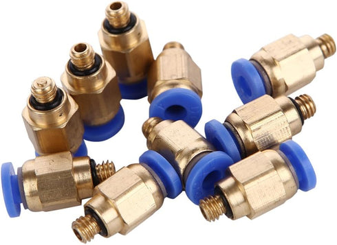 Eowpower 10 Pcs PC4-M5 Pneumatic Air Straight Quick Fitting, 4mm Thread M5 Connector