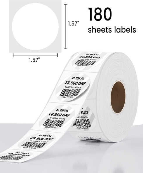 Phomemo 1.57" Adhesive Round Labels, Transparent Circle for M110/M120/M220, 180 Labels/1 Roll