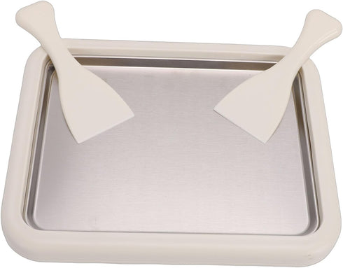 Generic 2 Frozen Stainless Steel Rolled Ice Cream Maker, DIY Ice Cream Roll Tray, Scrapers Machine with Soft Serve