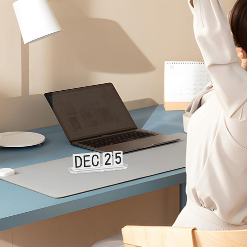 Homakover Mini Acrylic Perpetual Desk Calendar for Desk, Daily Desktop Calendar with Acrylic Month Date Large Display