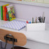 NIUBEE Acrylic Pen Holder 4 Compartments, White Pencil Organizer Cup for Countertop Desk Storage