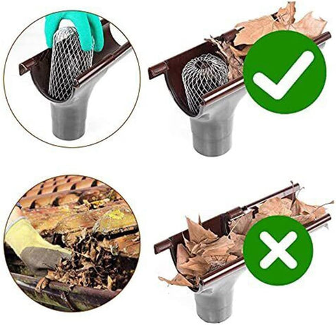 10 Pack Gutter Downspout Guards, 3.5 Inch Adjustable Aluminium Filter Strainer, Expandable Gutter Strainer for