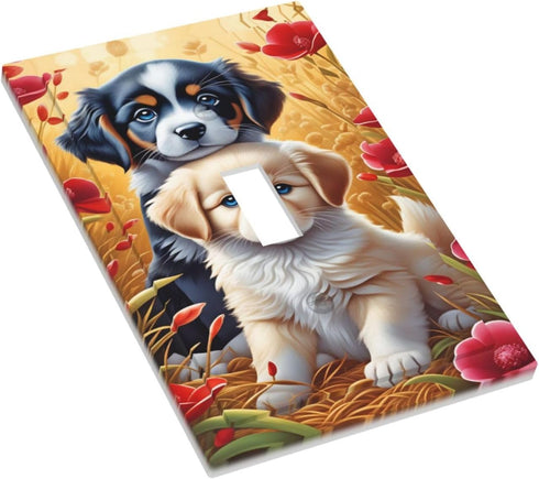 haigof 1 3 5 Inch Cute Dog Light Switch Cover Wall Plate Gang Single Plates Print Faceplate Home Decor X