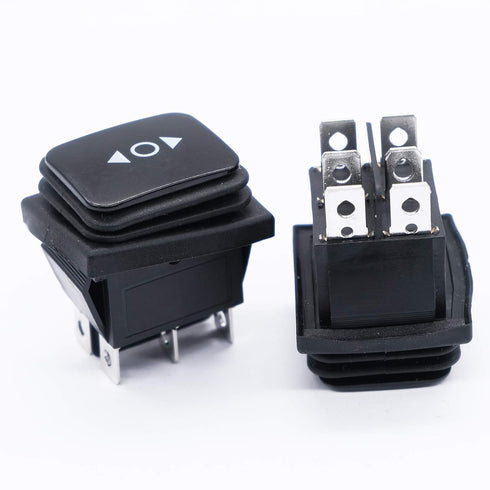mxuteuk 3pcs Waterproof Momentary Rocker Switch, DC 12V 10A Toggle Power Button, 3 Position Motor Polarity Reversing