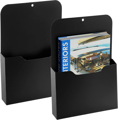 Black Magnetic File Holder - Pocket Organizer for Office Supplies, Magnetic Paper Holder Storage