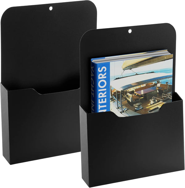 Black Magnetic File Holder - Pocket Organizer for Office Supplies, Magnetic Paper Holder Storage
