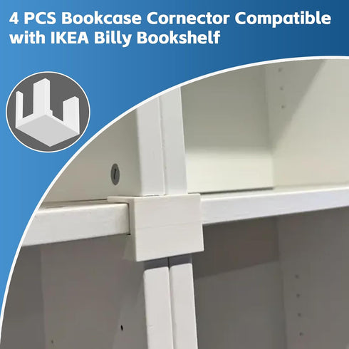 Generic 4 PCS Bookcase Connector Compatible with IKEA Billy BookshelfBookshelf Hook Clip Aligner Shelf Straightener