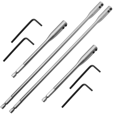 ISDVBUY 8 Packs Sets, 12 Inch High Carbon Steel Drill Bit Drill Extension Bits Holder Wood Spade Bit Wrench Key, Drill