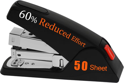 Effortless Desktop Stapler, 40-50 Sheet Capacity, Ergonomic Heavy Duty Office Stapler, Built-in Staple Remover