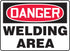 Accuform Plastic Safety Sign - "Danger Welding Area" 10" x 14" Red/Black on White