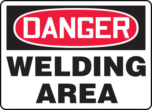 Accuform MWLD009VP Plastic Safety Sign, "Danger Welding Area", 7" x 10" x 0.055", Red/Black on White