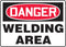 Accuform MWLD009VP Plastic Safety Sign, "Danger Welding Area", 7" x 10" x 0.055", Red/Black on White