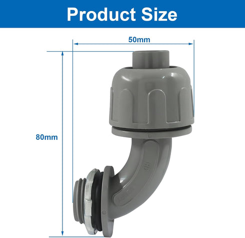 Aoserge 1/2 Inch Grey Plastic Liquid Tight Connector - Flexible Non-Metallic Electrical Conduit Fitting for Secure Wire