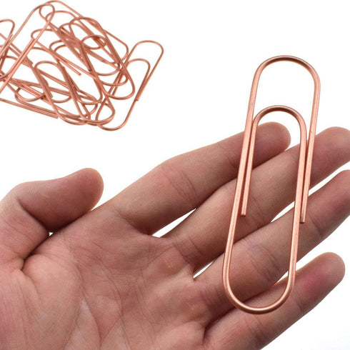 HAHIYO Paperclips 4 inch (100mm), Extra Large Sturdy Rose Gold Vinyl Coated, 14 Pack