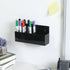 MyGift Black Acrylic Modern Dry Erase Marker Holder, Wall Mounted Office Supplies Storage Rack with 3 Compartments