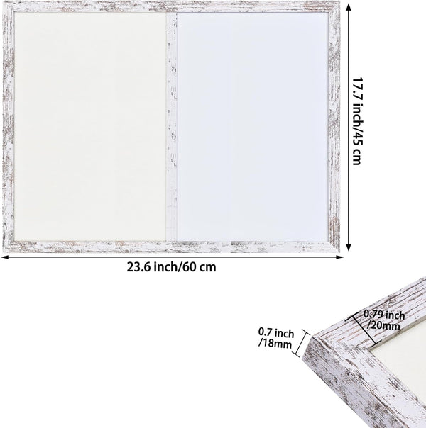 Bulletin Board Whiteboard Combo, White Felt Board for Office, School, Kitchen, Bedroom, White Wood Frame, 17.7"*23.6"