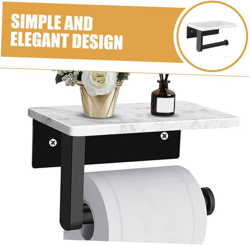 PRETYZOOM Stainless Steel Toilet Paper Holder Marble Finish Wall-Mounted Kitchen Towel Bar Napkin Hanger Versatile