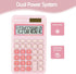 Deli Standard Function Basic Calculator, 12 Digit Desktop Calculator, Pink, Large LCD Display, Solar Battery Dual Power