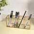 NIUBEE Acrylic Pen Holder, 4 Compartments, Gold Copper Border Pencil Organizer Cup for Desk Accessory Storage
