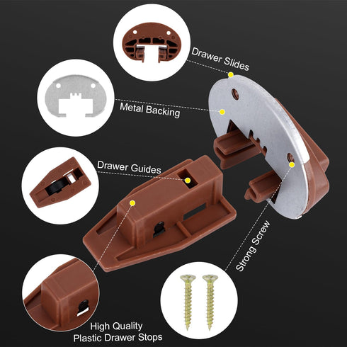6 Sets Drawer Guide Kit for Kenlin Rite-Trak II, Enhanced Commercial Slide-in Drawer Slides Repair Kit