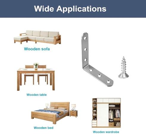 Fjxxxn 10 Pack 4x4 Inch 90 Shelf Brackets - Stainless SteelHeavy Duty L Brackets for Wood, Degree Corner Braces & Wall