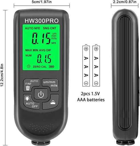 Paint Thickness Gauge: Digital Meter Probe with Zero Calibration and LCD Display for Car Coating (Black)