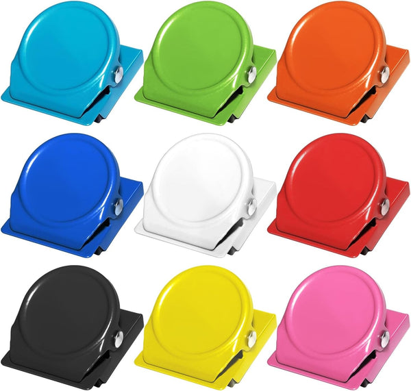 Olivo Magnet Clips 9 Pack, Assorted Colors Magnetic Clips for Classroom Whiteboard Refrigerator Fridge