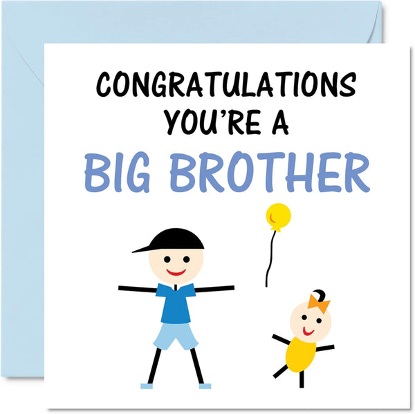 Stuff4 New Baby Card - Congratulations You're a Big Brother Newborn Baby