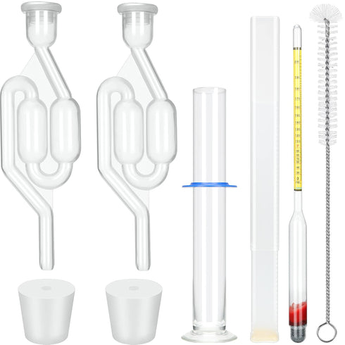 Hydrometer Alcohol Meter Test Kit with 1 Glass Cylinder, 1 Brush, 2 Airlock, Digital Hydrometer Alcohol 0-200 Proof
