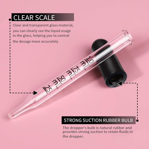 Teenitor 20 Pack Eye Dropper 1mL, Glass Dropper for Oils, Medicine, Lab