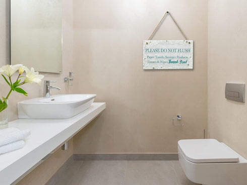 CAKIROTS Bathroom Door Sign - Please Do Not Flush Paper Towels, Sanitary Products, 10x6 inch Warning Notice