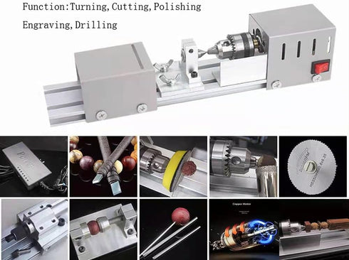 Jinegelela Professional mini Lathe Machine, Lathe Tools Woodworking Machine, Lathe Beads Polisher, CNC DIY Woodworking