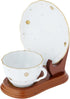 Bard's Elevated Saucer Walnut MDF Cup and Saucer Stand, 4" H x 4.25" W x 6" D