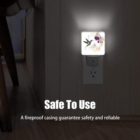 Hummingbird Groovy Flowers Dusk to Dawn Night Light, Auto Sensor Lamp Home Indoor Stairway Kitchen Corridor, Night