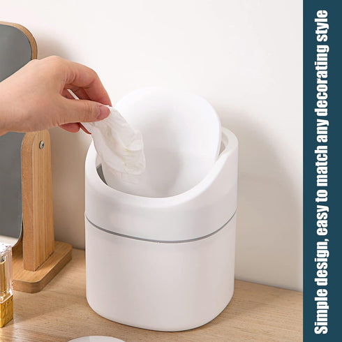 Mini Desk Trash Can with Lid, 180 Pcs Swing-Lid Tiny Countertop Garbage Bin, Small Plastic Waste Basket