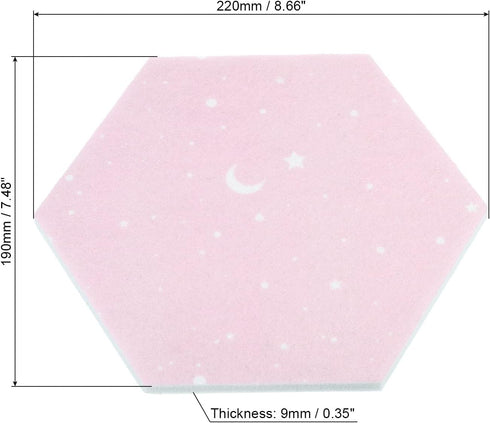 PATIKIL Hexagon Felt Board Tiles, 4 Pack Self Adhesive Moon Wall Pin Bulletin Board with Push Pins for Decor