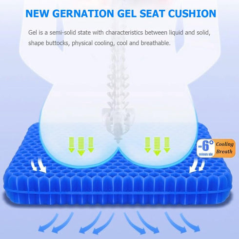 Helishy (16x14x1.65inch) Gel Seat Cushion, Double Thick Egg Gel Cushion for Pressure Pain Relief, Breathable Wheelchair