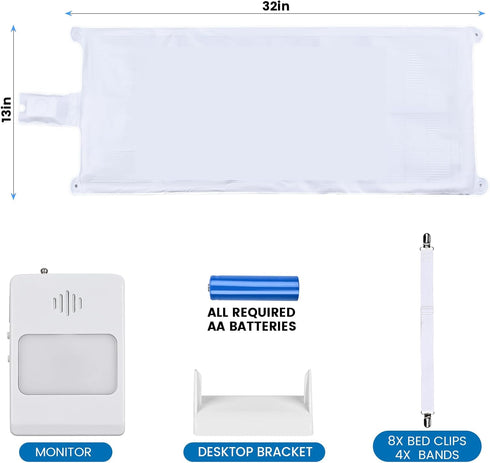 Floryexn 32" 13" Bed Sensor Pad & Pager for Elderly Dementia Patients Caregiver Bed Alarm with x Motion Sensor Pad Fall