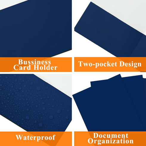 Two Pocket Folders, 50 Pack Blue File Folders with Pockets for Letter Size Paper, Thick Paper for School, Office,