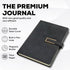 Leather Journal A5 with Pen Compartment, Leather Bound for Women Men, Daily Travel Diary Writing Journal (Black with