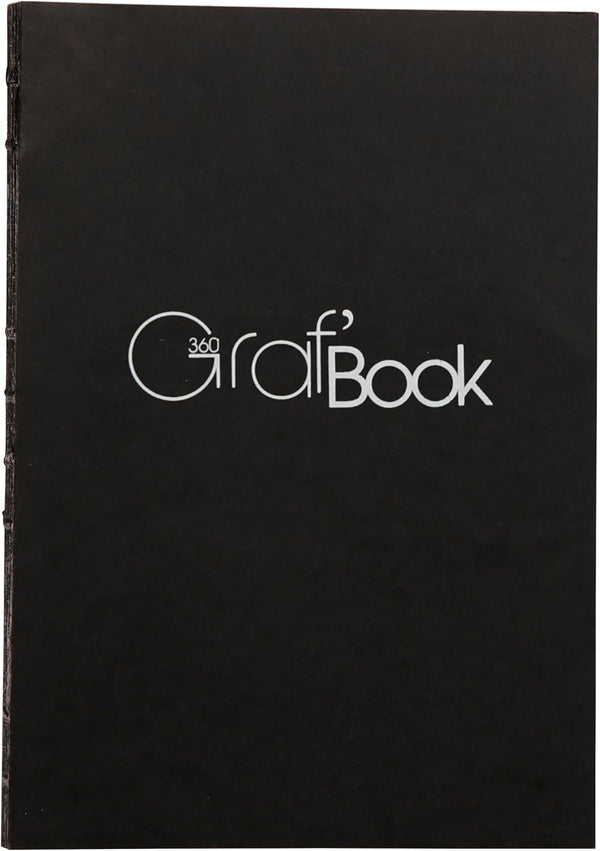 Clairefontaine GRAF Book 360 Raw Binding Book, A5 Size, 100 Sheets, 100gsm Paper, Acid Free, Black Cover