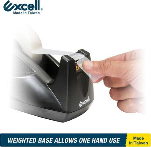 Excell EX-11419BK Desk Tape Dispenser with Non-Skid Base, 1" Core Desktop Tape Dispenser for Home, Office, Gift Store