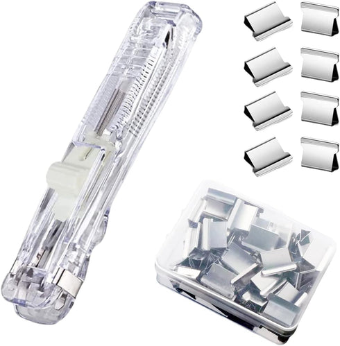 Mini Push Stapler with 50 Pcs Stainless Steel Reusable Staples, 40 Sheet Capacity, Portable Clip Stapler